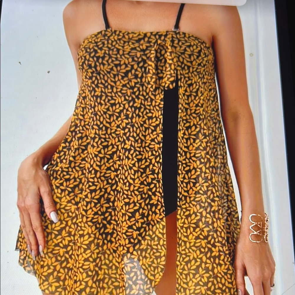 058 Floral Black and Orange Women Swim One Piece